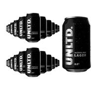UNLTD. Alcohol Free Lager (24 x 330ml Cans) - Low Calorie, Alcohol Free Beer with Crisp, Refreshing Flavour - Vegan & Gluten-Free Non Alcoholic Beers Brewed Sustainably in the UK