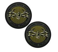 Unmanned Aerial Vehicle Drone Pilot Embroidered Appliques Patches, Tactical Military Morale Outdoor Backpacks Armband Badges, 8cm, Hook Fasteners Backing with Loop Swatch, Set of 2