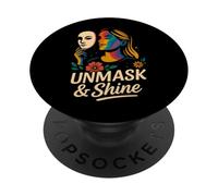 Unmask and Shine Neurodiversity ADHD Girl Autism Awareness PopSockets Adhesive PopGrip