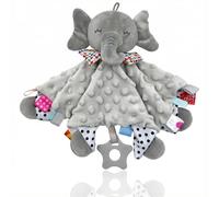 UNMOT Baby Comforter Elephant Blanket with Tags and Teether, Grey