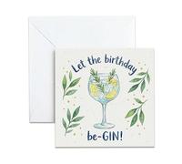 UNMOT Funny Gin Happy Birthday Card for Women with Envelope, 14.5 x 14.5 cm
