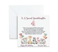UNMOT Granddaughter 4th birthday cards,14.5 x 14.5cm with Envelope