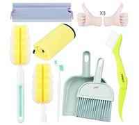 UNMOT Pet Cage Cleaner Set for Rabbit Cages Guinea Pig Hamster Cat Ferret Birds Parrot Chinchilla for Small Animals Pet Playpen Bedding Cleaning Brush Dustpan and Broom Foam Sponge