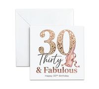 UNMOT Rose Gold Fabulous 30th Birthday Card, 14.5 x 14.5 cm with Envelope