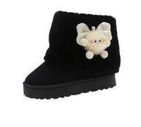 UNMULFC Cute Platform Boots Women's Snow Boots Chunky Winter Shoes Aesthetic Bow Pearl Thick Sole Kawaii Fuzzy Plush Fluffy, Multi, 6-6.5