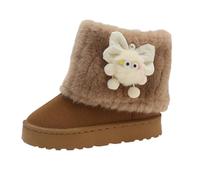 UNMULFC Cute Platform Boots Women's Snow Boots Chunky Winter Shoes Aesthetic Bow Pearl Thick Sole Kawaii Fuzzy Plush Fluffy, Multi, 7-8