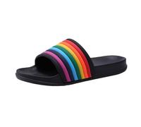 UNMULFC Rainbow Sport Sandal Slide for Women for Men Pride Month LGBTQ+ Parades Queer Party Cute Y2k Kawaii Aesthetic Sandals Shower Slippers Flats Indoor Outdoor Beach Travel Pool, Black, 6.5