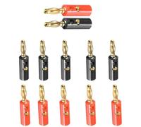 UNNAYCVE 10Pcs Speaker Banana 4mm Open Screw Type Banana Plugs Gold Plated Alloy for Speaker Wire, Sockets, Amplifier in Red and Black