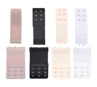 UNNAYCVE 8 Pcs Bra Extenders, 2 Hook and 3 Hook Bra Strap Extenders, Soft Comfortable Women Bra Strap Extensions Elastic Extender Set 3 Rows Black, White, Apricot, Skin Colors