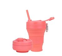 UNNESTAR Collapsible Camping Cup with Straw Silicone Foldable Coffee Cup Sports Bottle Portable Travel Outdoor Car 600ml