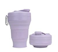 UNNESTAR Collapsible Camping Cup with Straw Silicone Folding Coffee Cup Sport Bottle Portable Travel Outdoor Car 16oz 20oz (Purple-600ml)