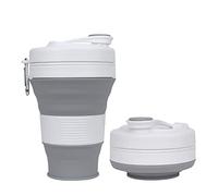 UNNESTAR Collapsible Camping Cup with Straw Silicone Folding Coffee Cup Sport Bottle Portable Travel Outdoor Car 16oz 20oz (Gray-600ml)