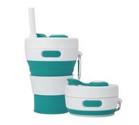 UNNESTAR Collapsible Camping Cup with Straw Silicone Folding Coffee Cup Sport Bottle Portable Travel Outdoor Car 16oz 20oz (Green)