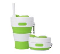 UNNESTAR Collapsible Camping Cup with Straw Silicone Folding Coffee Cup Sport Bottle Portable Travel Outdoor Car 16oz 20oz (Light Green)