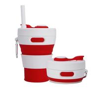 UNNESTAR Collapsible Camping Cup with Straw Silicone Folding Coffee Cup Sport Bottle Portable Travel Outdoor Car 450ml 16oz