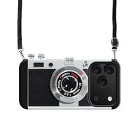 UnnFiko Emily in Paris Mobile Phone Cases iPhone 17 Pro Max, 3D Vintage Camera Funny Creative Case with Removable Chain, Protective Case for Hanging, Black