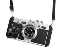 UnnFiko Emily in Paris Phone Case for iPhone 13, Cute Camera Design, 3D Vintage Camera Cover Phone Case with Long Lanyard Compatible with iPhone 13 (Black)