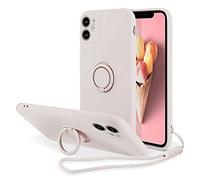 UnnFiko Kickstand Case Compatible with iPhone 11 Pro, Soft Silicone Protective Case Cover with 360°Rotatable Ring Holder (White, iPhone 11 Pro)
