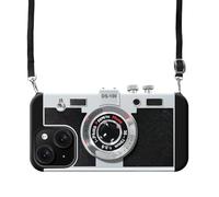 UnnFiko Mobile Phone Cases emily in Paris iPhone 14 Plus, 3D Vintage Camera Funny Creative Case with Removable Chain, Protective Case for Hanging, Black