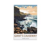 UnNiQ Giant's Causeway Northern Ireland Vintage Travel Posters Coastal 08x12inch(20x30cm) Canvas Painting Wall Art, Wall Decor Pictures Prints for Living Room Bedroom