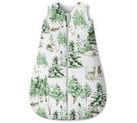 Unnivoll Baby Sleeping Bag 1.5 Tog 0-6 Months Cotton Sleep Sack Baby Sleep Bag Wearable Blanket with 2-Way Zipper for Newborn Infant Green Pine