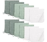 Unnivoll Muslin Burp Cloths for Baby 100% Cotton Burping Cloths for Boys Girls Large 20''X10'' Extra Soft and Absorbent 12 Pack - White and Green, MM-UNI-A-006