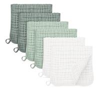 Unnivoll Muslin Cloths for Baby 100% Cotton Muslin Squares Burp Cloths Baby Essentials for Newborn Boys Girls Large 50x25CM Extra Soft and Absorbent 6 Pack - White and Green