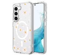 UNNKINE Cute Daisy Magnetic Case for Samsung Galaxy S24 Compatible with MagSafe Wireless Charging Art Flower Design Shockproof Anti-Scratch Cover for Samsung S24 (Clear)