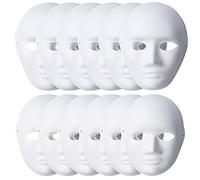 Unnosin 12PCS DIY White Paper Masks, Masquerade Masks, Paintable Full Face Masks for Carnival, Cosplay, Halloween, Christmas Party (6 Women + 6 Men)