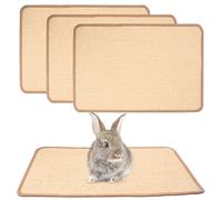 Unnosin 3 PCS Rabbit Scratch Mats w/Anti-Slip Backing, 40x30 cm Natural Sisal Scratching Pads for Small Animals, Bunny Claws and Teeth Care Mats, Small Pet Cage Bedding (Cats Only for Kittens)