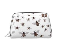 Unny Bees Stylish Portable Cosmetic Bag with Full-Print Design – Durable PVC Leather Makeup & Toiletry Organizer for Home & Travel Use