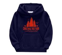 Unny Christmas Sweatshirts for Boy&Girls Long Sleeve Graphic Pullover Tops Oversized Crewneck Christmas Hoodie Baby Girl Crop Top Womens (Navy, 11-12 Years)