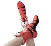 unny Socks Animal Knit Men Women Crocodile Socks Novelty Whimsical Alligator Chameleon 3D Cuff Warm Floor Sock (Orange Tiger-Kids, OneSize)