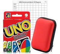 Uno Card Game & Travel Case + 4 x Scorecards | Travel Games Age 7+, Card Games, Kids Games, Family Games, Card Games for Adults - Mattel