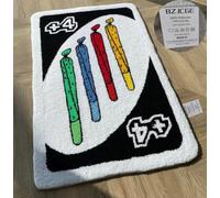 UNO Card Rug Funky Aesthetic Retro Throw Area Rugs Doormat Anti-Slip Washable Modern Abstract Cute Unique Bathroom Bedroom Rugs Tutfing Fluffy Soft Small Rugs for Entryway Indoor