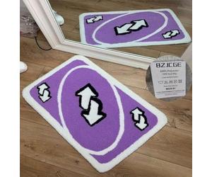 Uno Card Rug Rainbow Reverse Doormat Tutfing Rug Anti-Slip Floor Decor Thick Bedroom Bathroom Bedside Rectangular Rug Tufting Fluffy Carpets (80x120cm/2'62"x3'93",Purple)