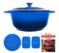 Uno Casa Enameled Cast Iron Dutch Oven with Lid - 6 Quart Enamel Coated Cookware Pot, Long-Lasting, Naturally Non-Stick Enamel Dutch Oven with Silicone Handles and Mat