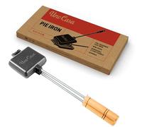 Uno Casa Small Double Pie Iron Sandwich Maker - Japanese Sandwich Maker, Cast Iron Pie Maker with Recipe Book, Campfire Cooking Equipment - Pie Irons for Camping Cast Iron Mountain Pie Maker
