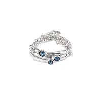 UNO De 50 Delirio Triple Beaded Strands Blue Crystal Bracelet 15.7 - 18.5cm