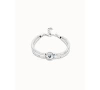 UNO De 50 Ser Intuitiva Blue Crystal Circle Two Strand Beaded Bracelet 15.6-16.5cm