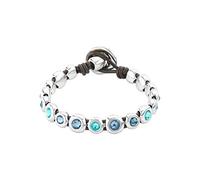 Uno de 50 Silver-Plated Metal Cuff Bracelet with Blue Swarovski Crystals