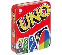 UNO Family Card Game in a Sturdy Storage Tin with 112 Cards, Travel-Friendly, Makes a Great Gift for 7 Year Olds and Up, GDJ85
