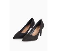 Uno Fit Black Wide Fit Faux Suede Pointed Court Shoes 6