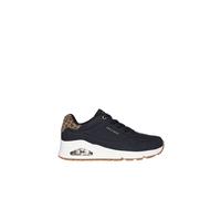 Uno - Leopard Mustache Durabuck Lace Up Fashion Sneaker Black /Leopard Skechers Black 6