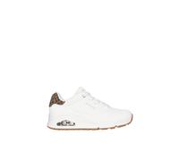 Uno - Leopard Mustache Durabuck Lace Up Fashion Sneaker White /Leopard Skechers White 7