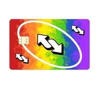Uno Reverse Rainbow Credit Card Sticker, EC Card Sticker, Rainbow Uno Reverse Credit Card Skin Cover Sticker (Small Chip)