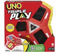 UNO Triple Play Card Game with Card-Holder Unit with Lights & Sounds & 112 Cards, Kid, Teen & Adult Game Night Gift Ages 7 Years & Older, HCC21