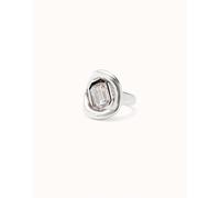 UNOde50 Elegant Silver Crystal White Ring - Size 15 - Silver Plated / Crystal