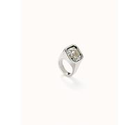 UNOde50 Elegant Sterling Silver Crystal Ring - Size 15 - Silver Plated / Crystal