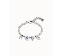 UNOde50 I'M Waiting 4 U Blue Blue Metal Faceted Crystal Bracelet - - Silver Plated